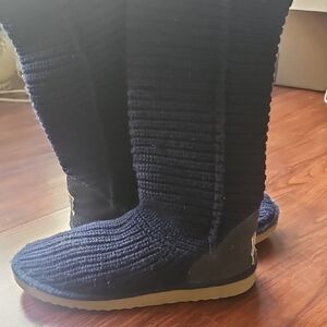 UGG Australia Classic Cardy Tall Knit Boots Navy Blue Women's Size 9